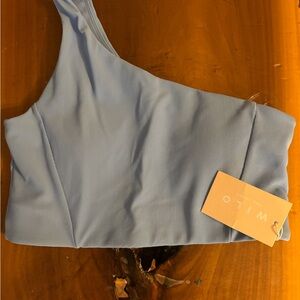 🎉Wilo Asymmetric Light Blue Crop Top! NWT!